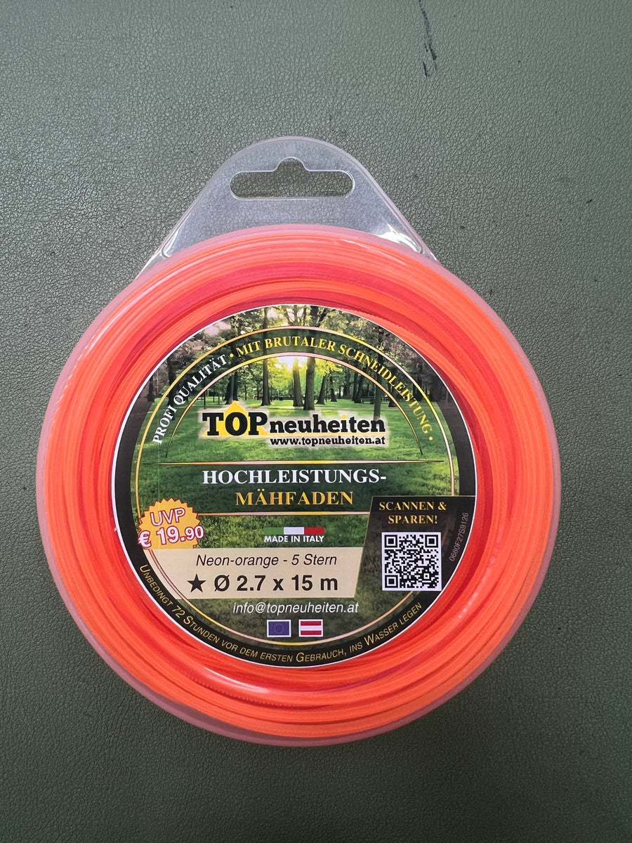 Profi Mähfaden  5 STERN NEON Orange 2,7 mm x 15 m