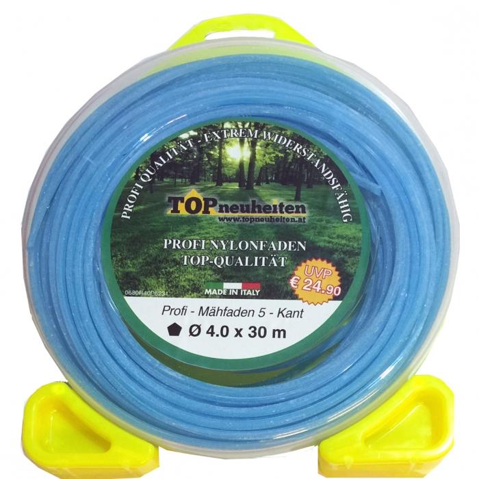 Profi Mähfaden 5 kant stahlblau 4 mm x 30 m